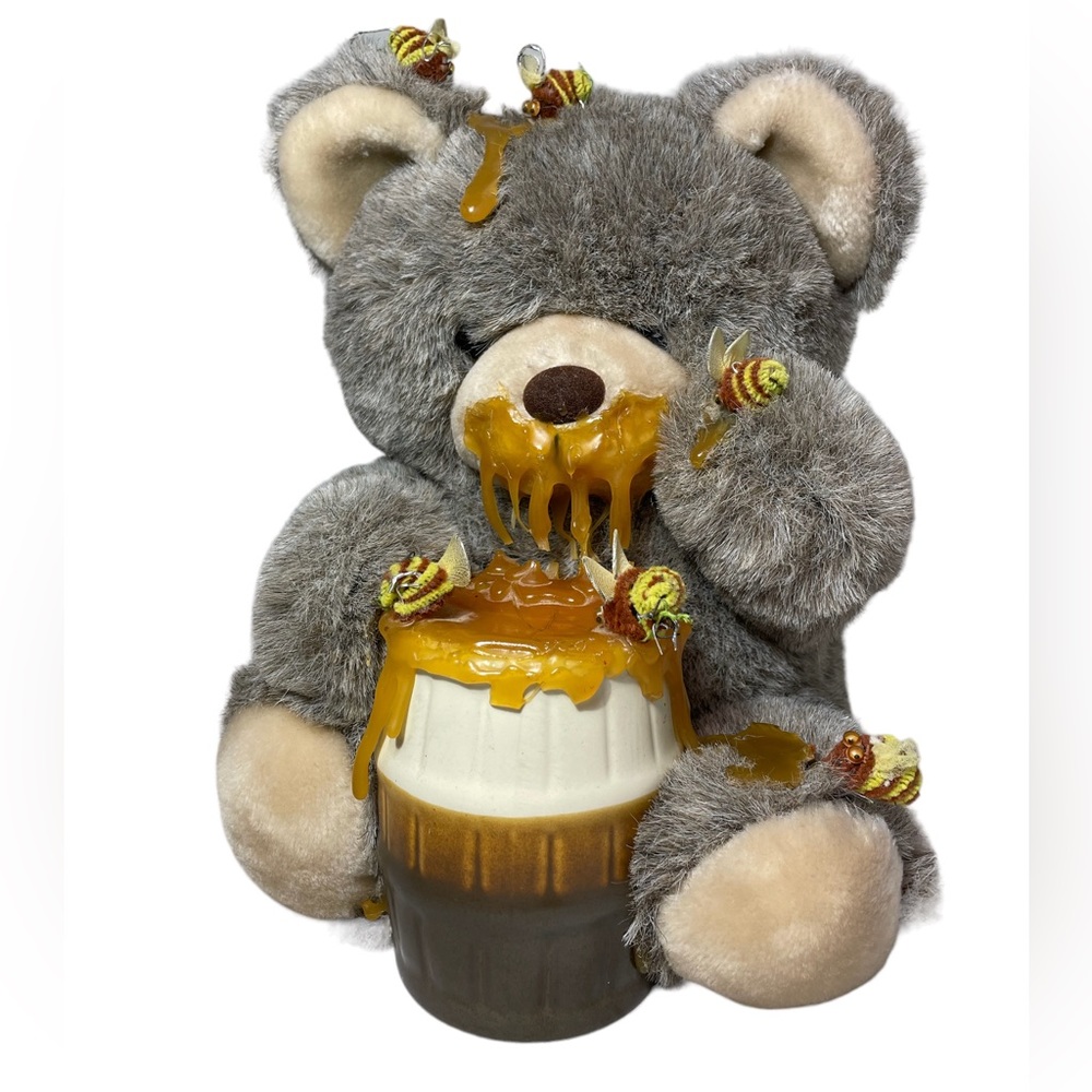 Vintage America Wego Bumble Bee Plush Bear w/Honey Pot Stuffed Animal Plush